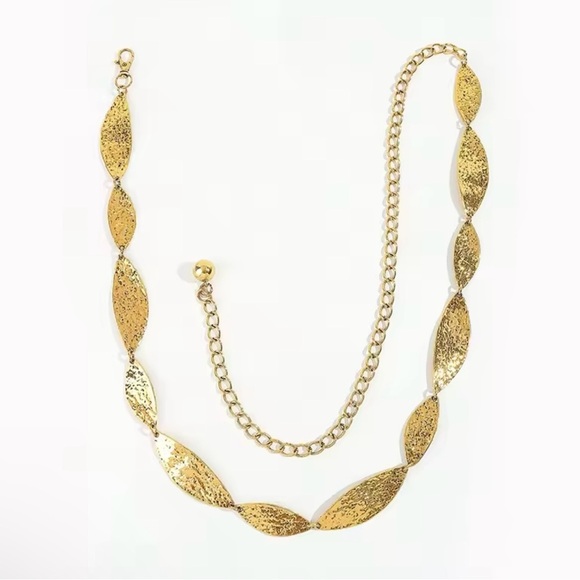 Gold Leaf Boho Waist Chain 41” - Picture 3 of 3